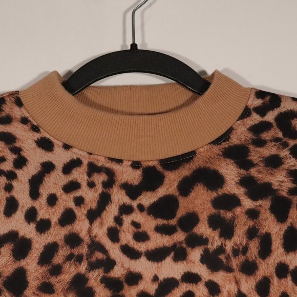 NWT BP Leopard Print Animal Mock Neck Sweatshirt Brown Sweater - Picture 4 of 10